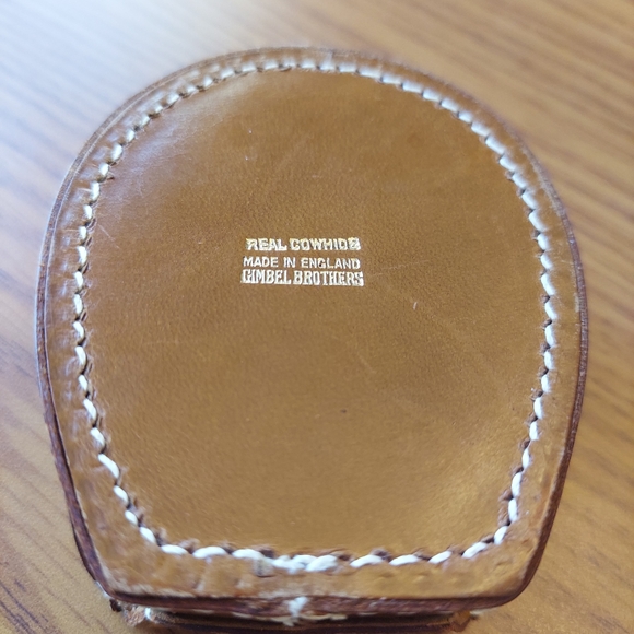 Vintage Leather Jewelry Box/ England for Cuffs,Tie Clips, Rings etc. G C. - Picture 2 of 11